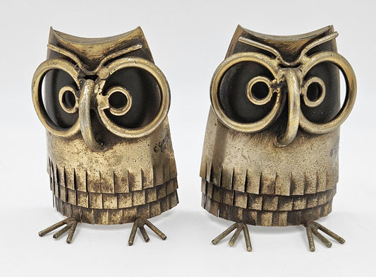 C Jere Bookends Designer Curtis Jere Brass Copper 3-D Owl Bookends Signed Dated 1977 RARE
