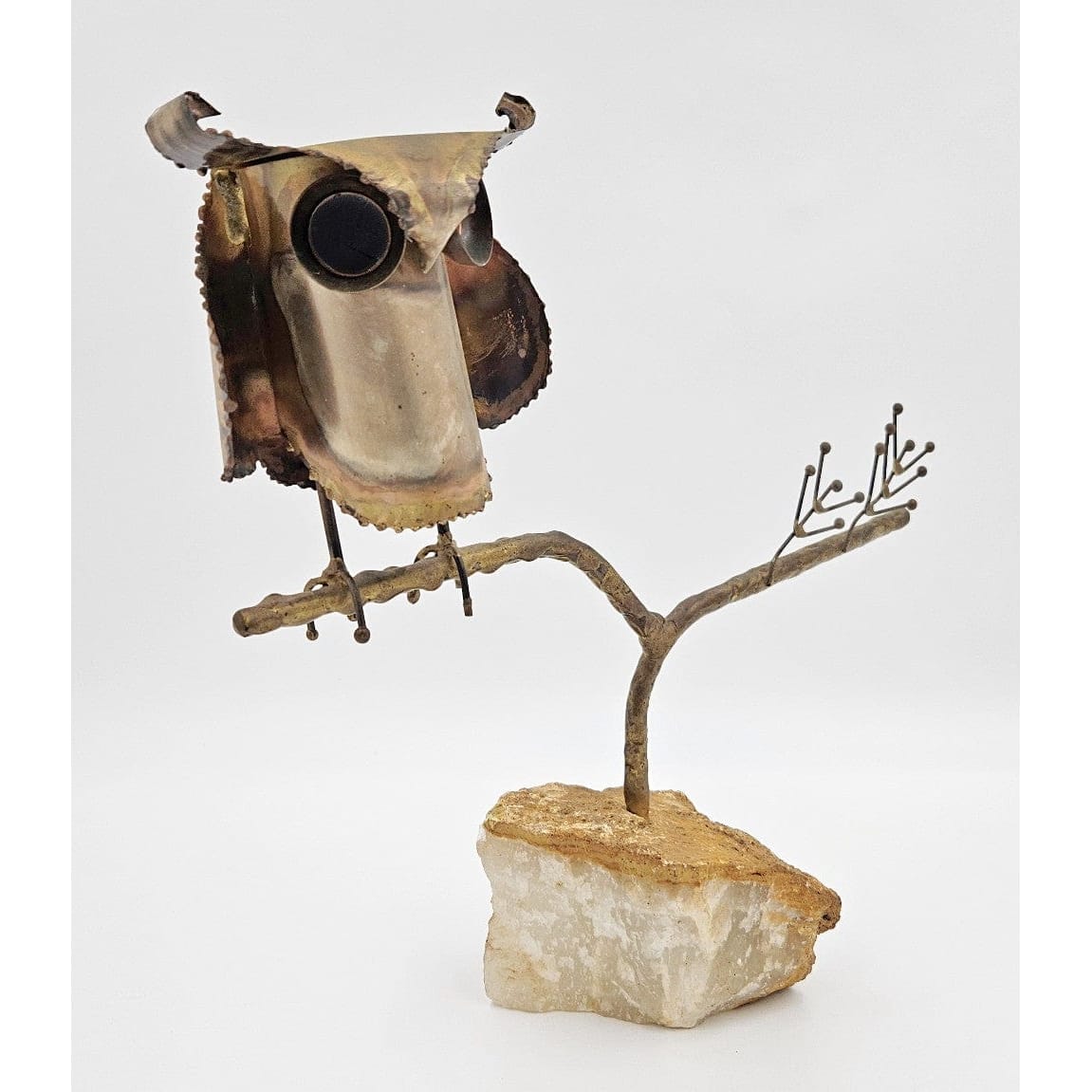 C Jere Sculpture Rare Curtis Jere Bronze Copper Stone Impressionism 3D Owl Sculpture 1967