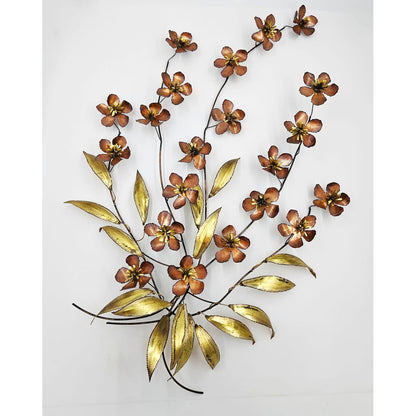 C Jere Sculpture Superb C Jere Mixed Metals 3-D Flowers Leaves Branch Wall Art Sculpture 1966