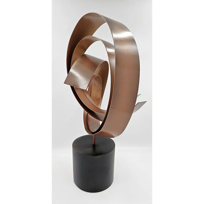 C Jere Sculpture Superb Curtis Jere Rare Kinetic Enameled Steel Fluid Spiral Sculpture Circa 2003
