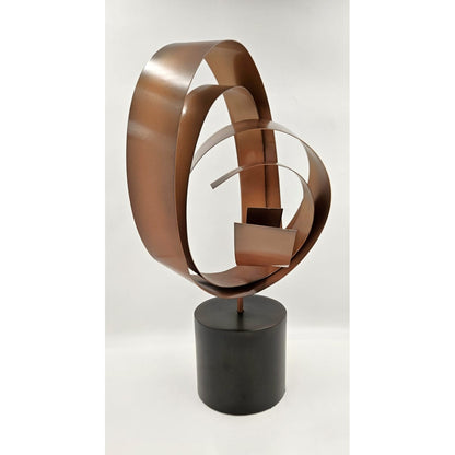 C Jere Sculpture Superb Curtis Jere Rare Kinetic Enameled Steel Fluid Spiral Sculpture Circa 2003