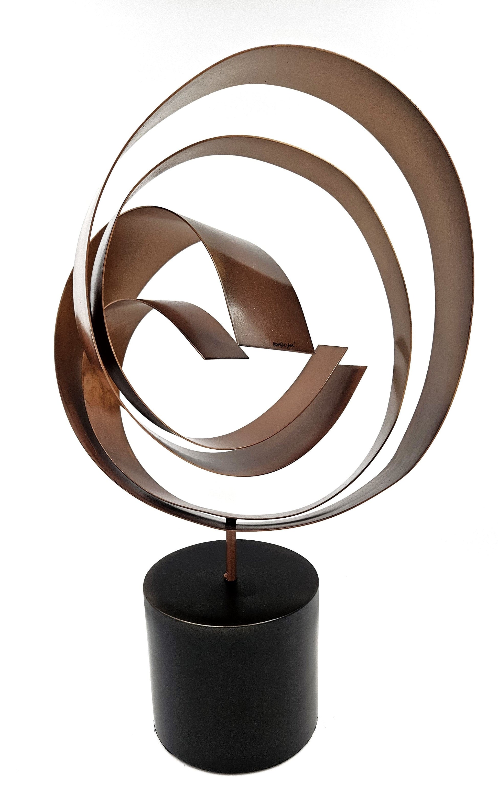 C Jere Sculpture Superb Curtis Jere Rare Kinetic Enameled Steel Fluid Spiral Sculpture Circa 2003