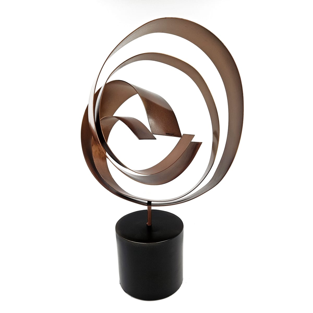 C Jere Sculpture Superb Curtis Jere Rare Kinetic Enameled Steel Fluid Spiral Sculpture Circa 2003