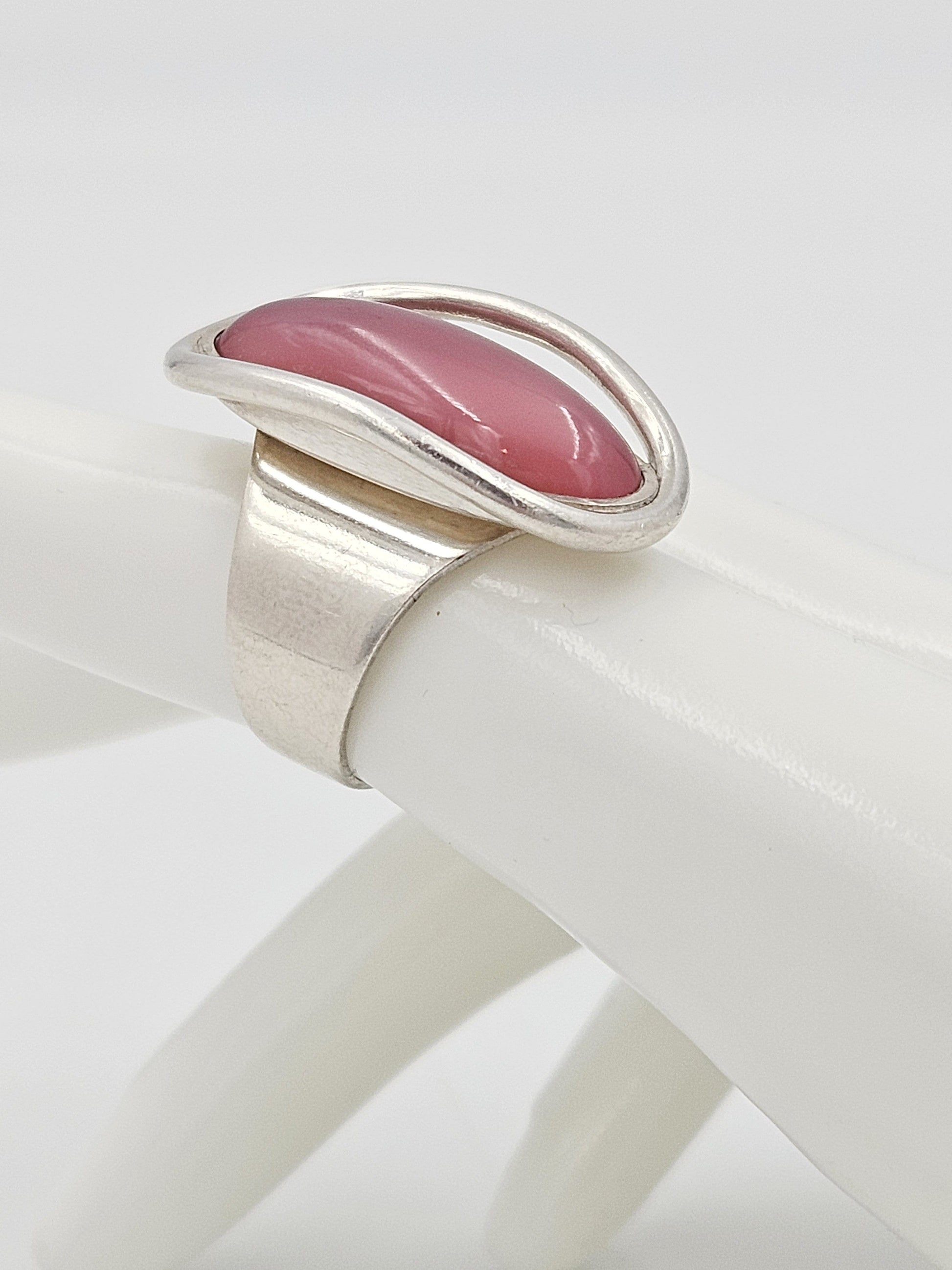 Carl Ove Frydensberg Jewelry Danish Designer COF Carl Ove Frydensberg Sterling Pink Quartz Cocktail Ring 1960's