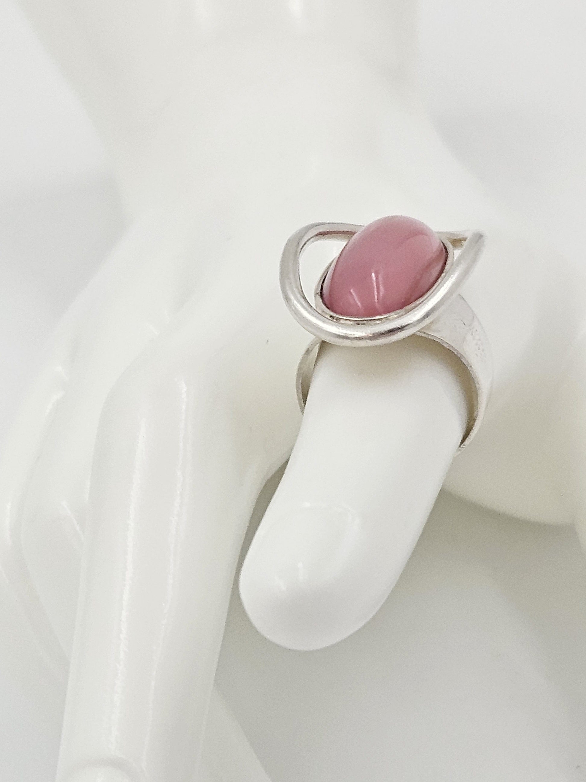 Carl Ove Frydensberg Jewelry Danish Designer COF Carl Ove Frydensberg Sterling Pink Quartz Cocktail Ring 1960's