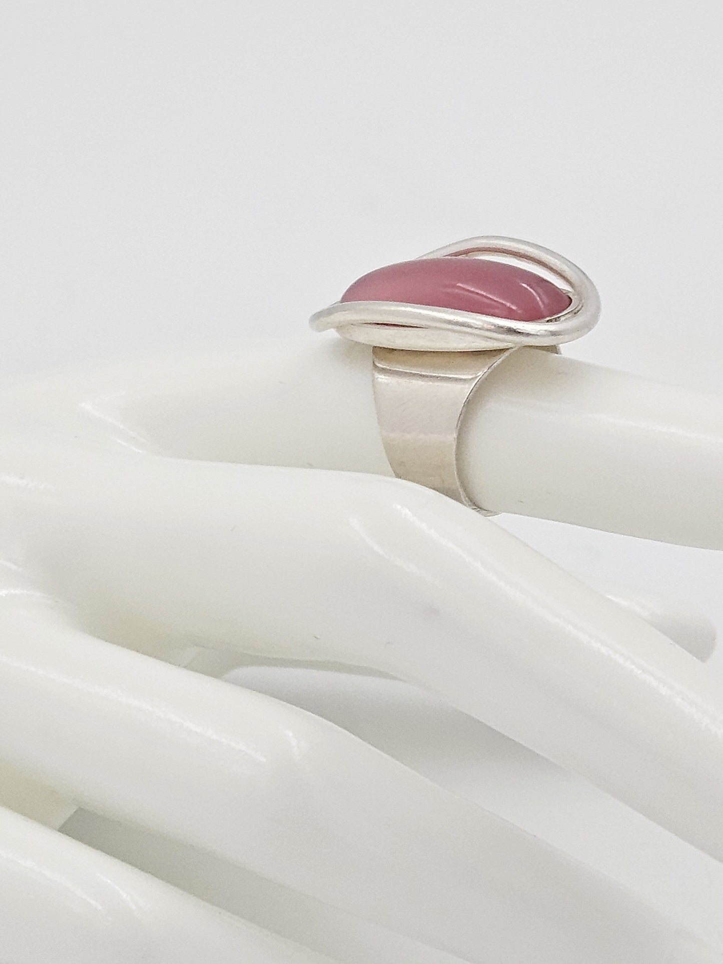 Carl Ove Frydensberg Jewelry Danish Designer COF Carl Ove Frydensberg Sterling Pink Quartz Cocktail Ring 1960's