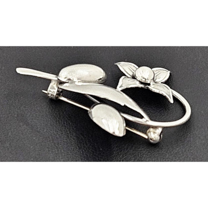 Carl Ove Frydensberg Jewelry Danish Designer COF Frydensberg Sterling 3D Flower Brooch Circa 1950s