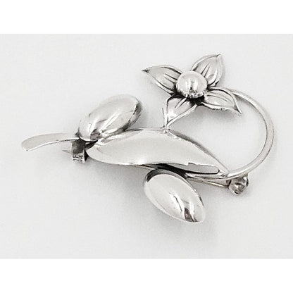 Carl Ove Frydensberg Jewelry Danish Designer COF Frydensberg Sterling 3D Flower Brooch Circa 1950s