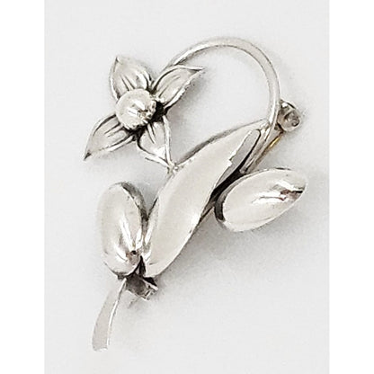 Carl Ove Frydensberg Jewelry Danish Designer COF Frydensberg Sterling 3D Flower Brooch Circa 1950s