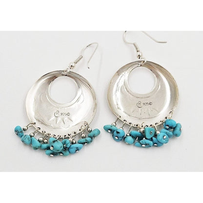 Carolyn Pollack Relios Jewelry Relios Carolyn Pollack Sterling Silver &amp; Turquoise Drop Dangle Earrings  1980s