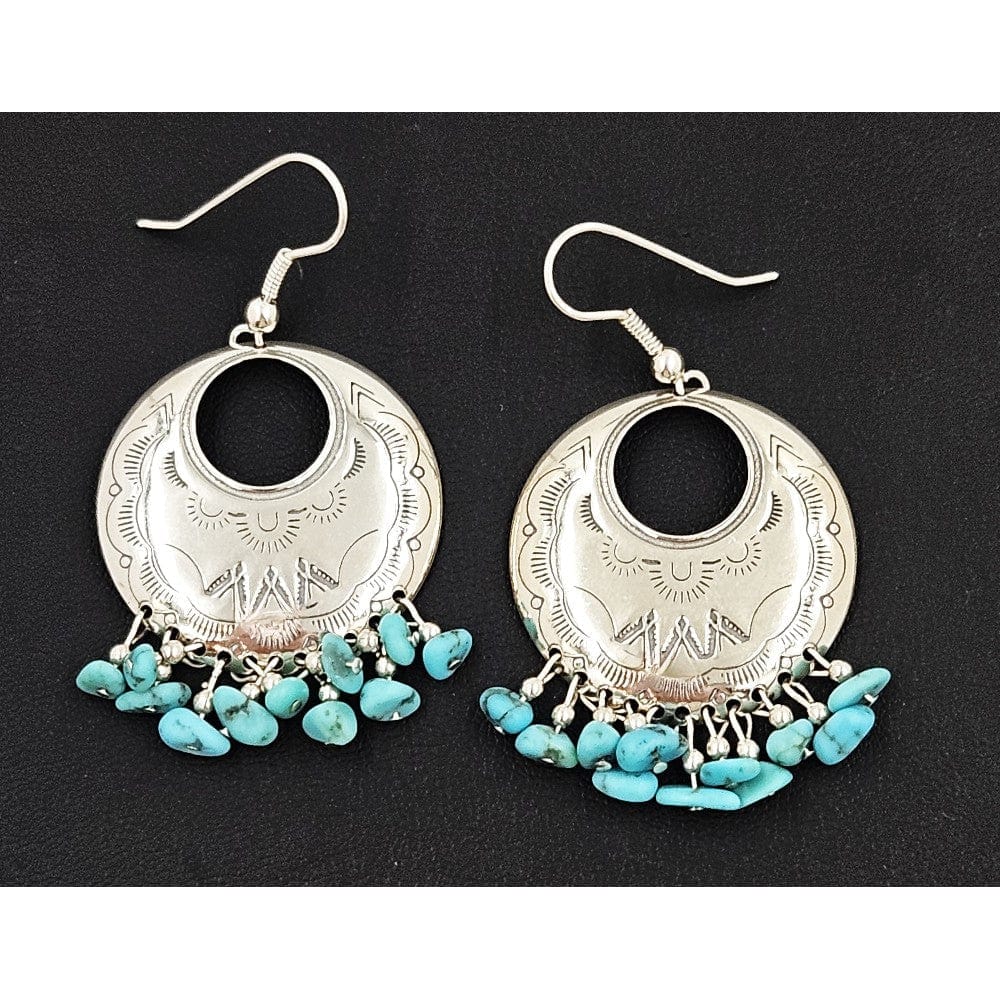 Carolyn Pollack Relios Jewelry Relios Carolyn Pollack Sterling Silver &amp; Turquoise Drop Dangle Earrings  1980s