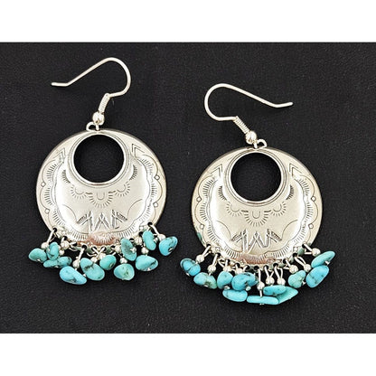 Carolyn Pollack Relios Jewelry Relios Carolyn Pollack Sterling Silver &amp; Turquoise Drop Dangle Earrings  1980s