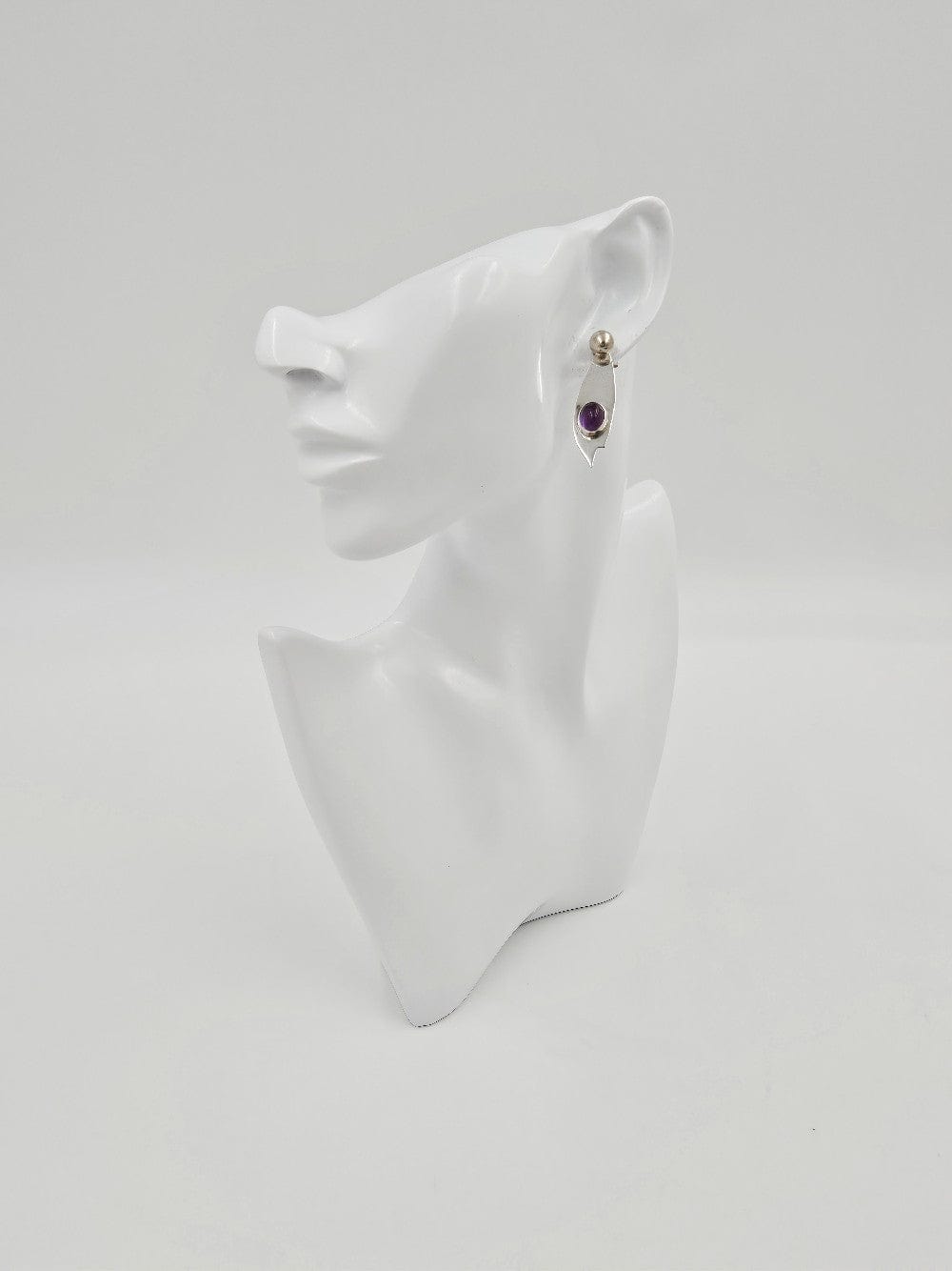 Carolyn Thomas Jewelry Carolyn Thomas 2 Piece Sterling Silver & Amethyst Modernist Drop Earrings