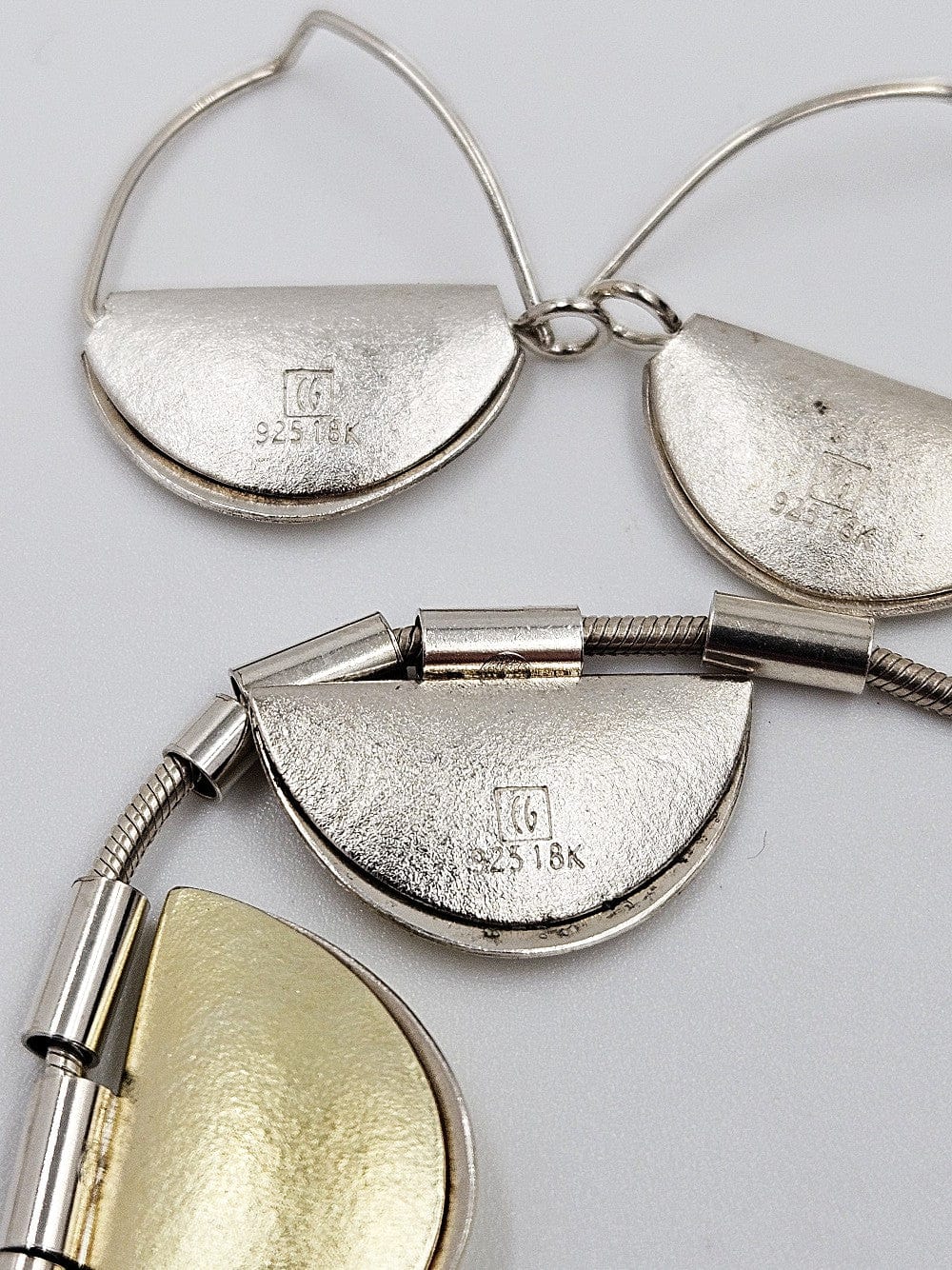 CG Jewelry Sterling Modernist Necklace Earrings SET