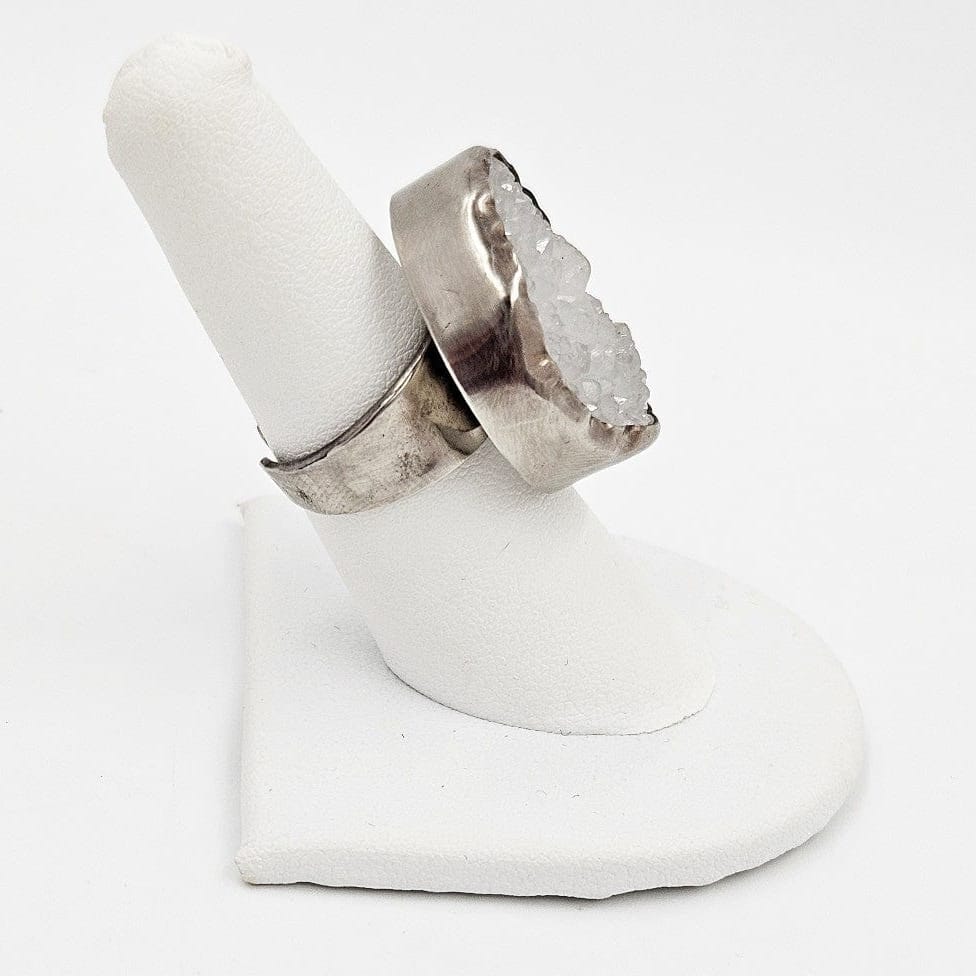 Chan Luu Jewelry Designer Chan Luu Modernist Bold Sterling &amp; Drusy Quartz Crystal Ring