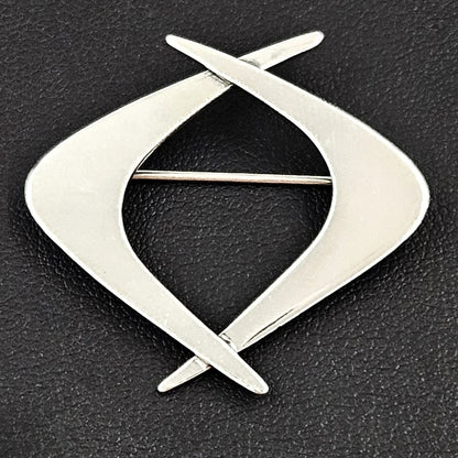 Charles H Cole Jewelry Ultra Rare Charles H Cole Sterling Modernist Double Boomerang Brooch 1950s