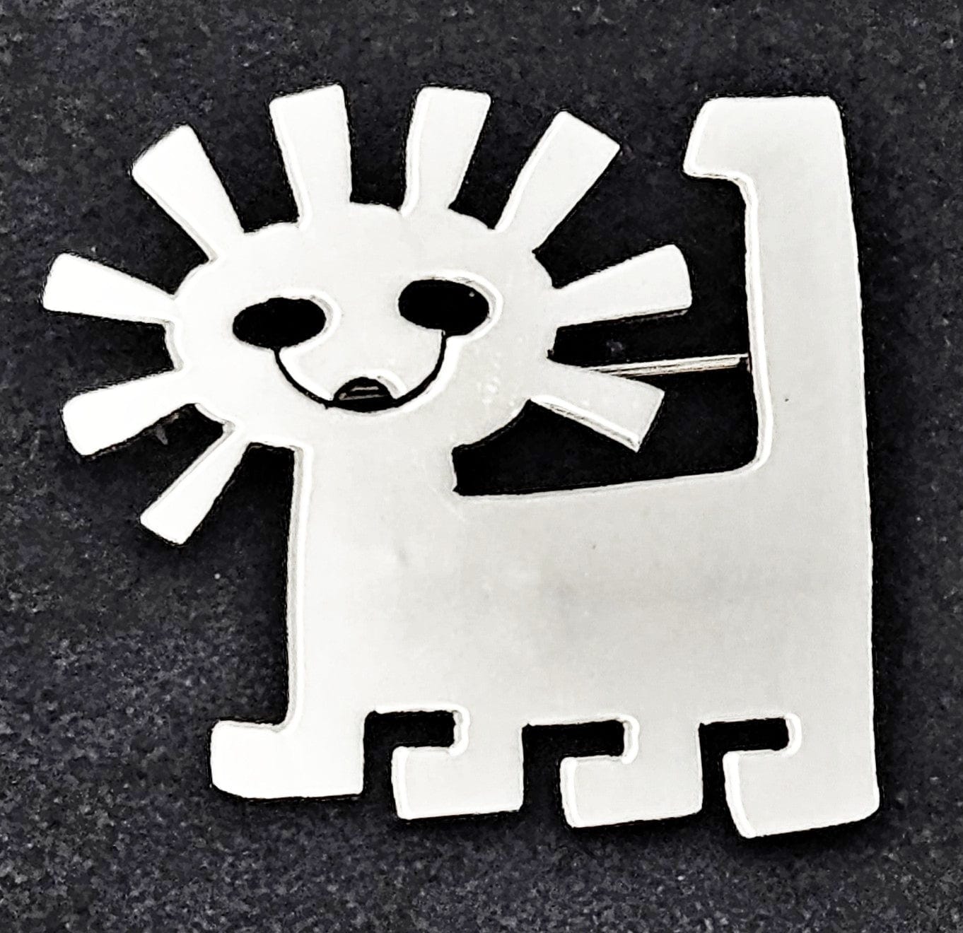 Charles Mik Stousland Jewelry Designer Mik Stousland Sterling Modernist "Lyin' in the Sun" Lion Brooch 1980s