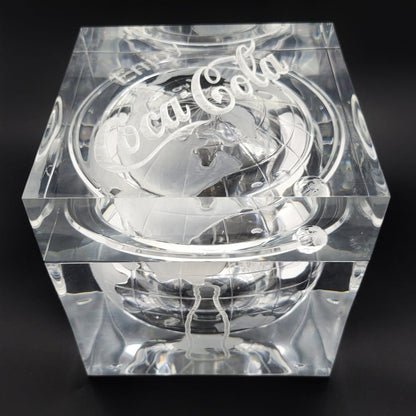 Crystall Barware Solid Lucite Clear World Globe Coca Cola Ice Bucket
