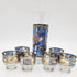 Culver Serveware Culver Royal Blue 22K Gold Floral Paisley Barware Set