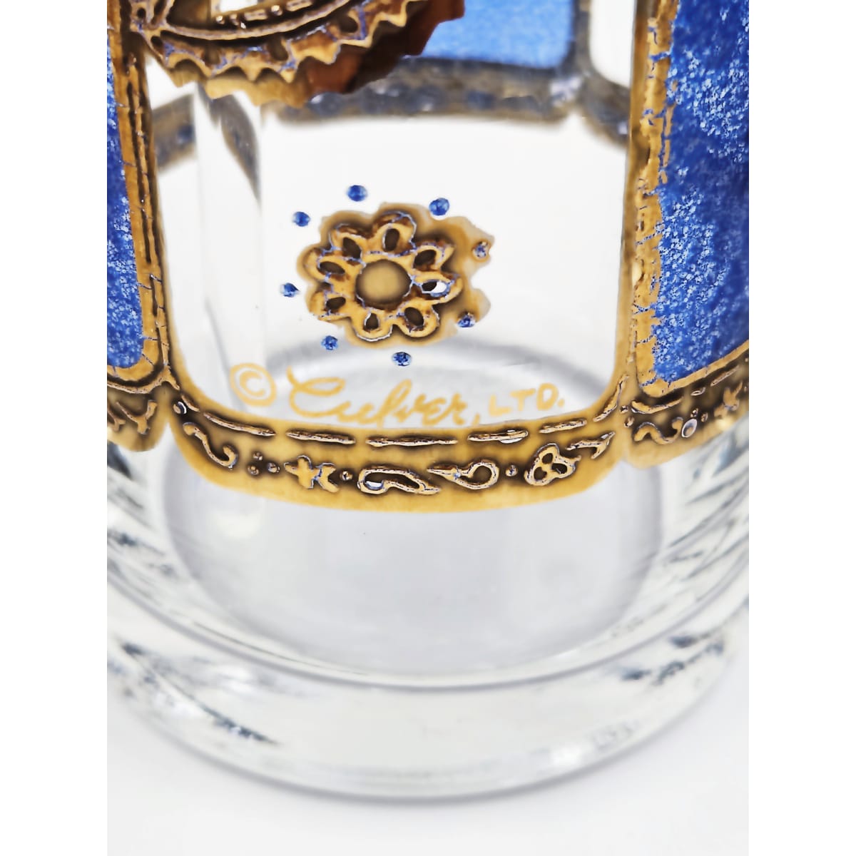 Culver Serveware Culver Royal Blue 22K Gold Floral Paisley Barware Set