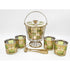 Culver Serveware Stunning Culver Prado Green 22k Gold Ice Bucket Glasses Barware Set 60s