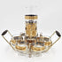 Culver Serveware Superb Culver Coronet 22k Gold Lt. Blue Martini Pitcher Glasses Caddy Set 1960s