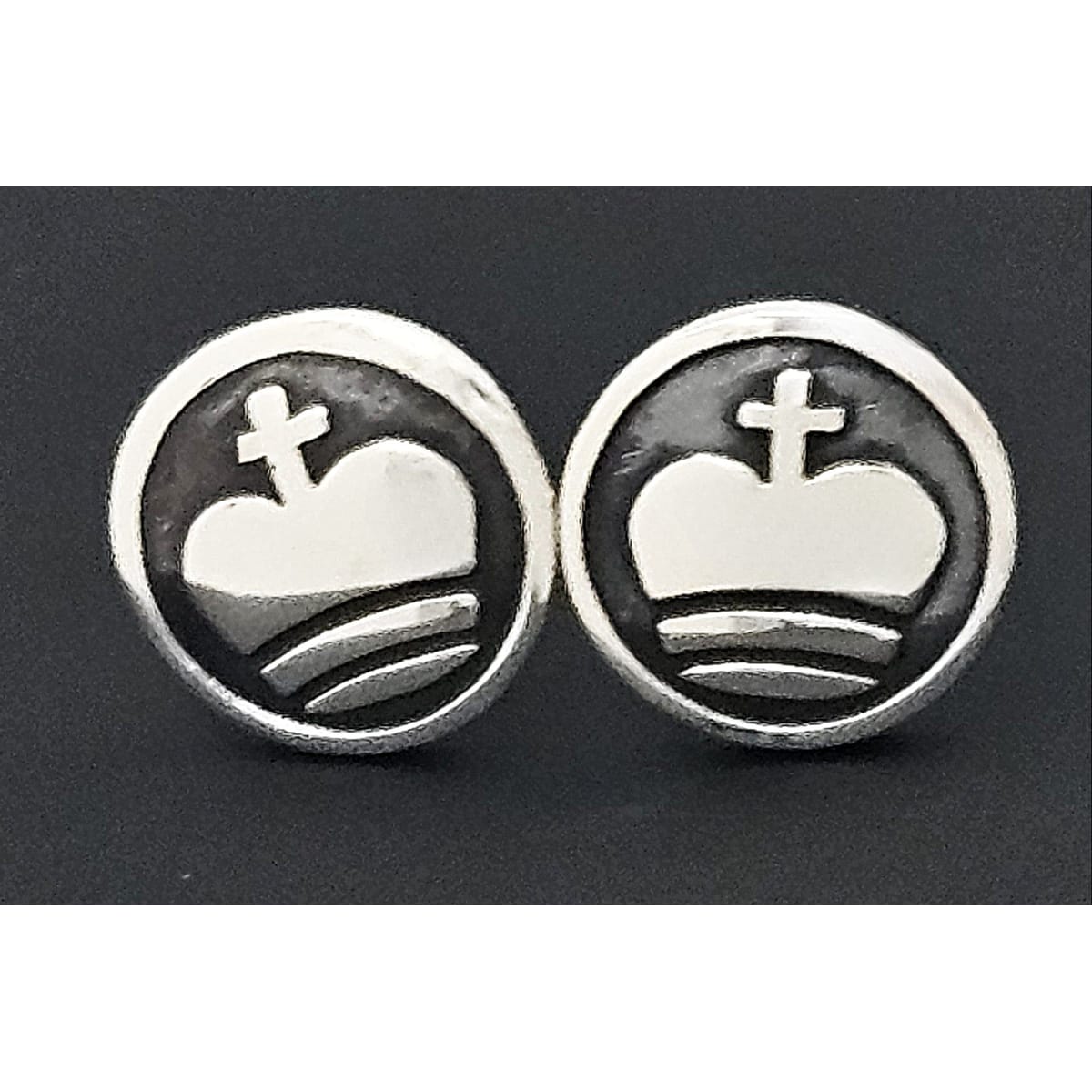 Danish Sterling Cufflinks Jewelry Vintage Artisan Scandinavian Style Sterling &amp; Enamel Royal Crown Cufflinks