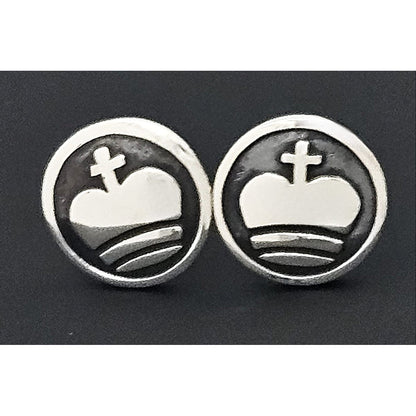 Danish Sterling Cufflinks Jewelry Vintage Artisan Scandinavian Style Sterling &amp; Enamel Royal Crown Cufflinks