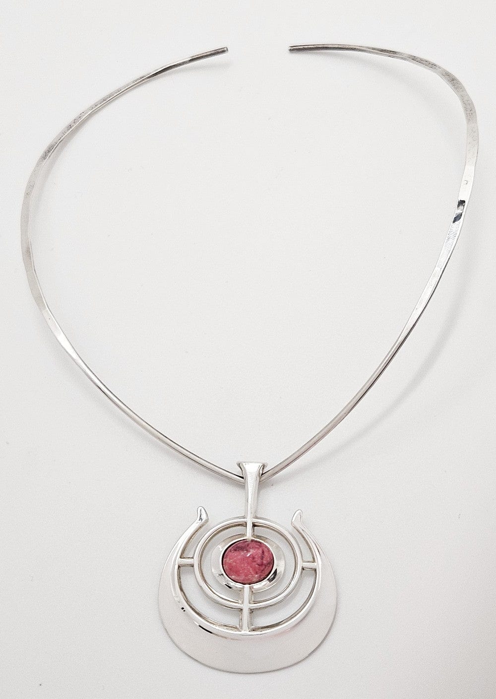 David Andersen Jewelry David Andersen BSO Sterling Thulite Modernist Viking Ship Necklace SET 1960s