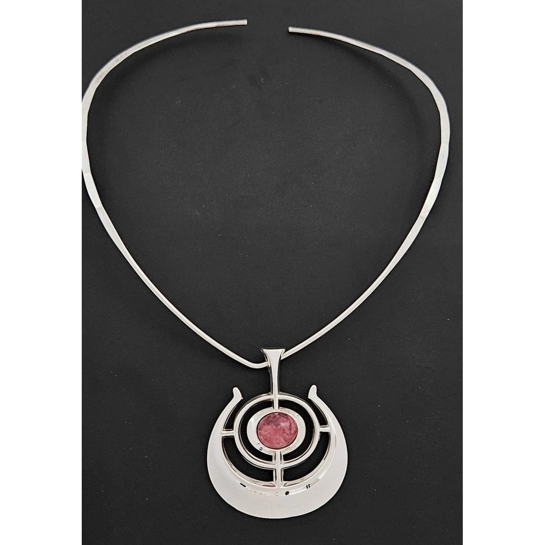 David Andersen Jewelry David Andersen BSO Sterling Thulite Modernist Viking Ship Necklace SET 1960s