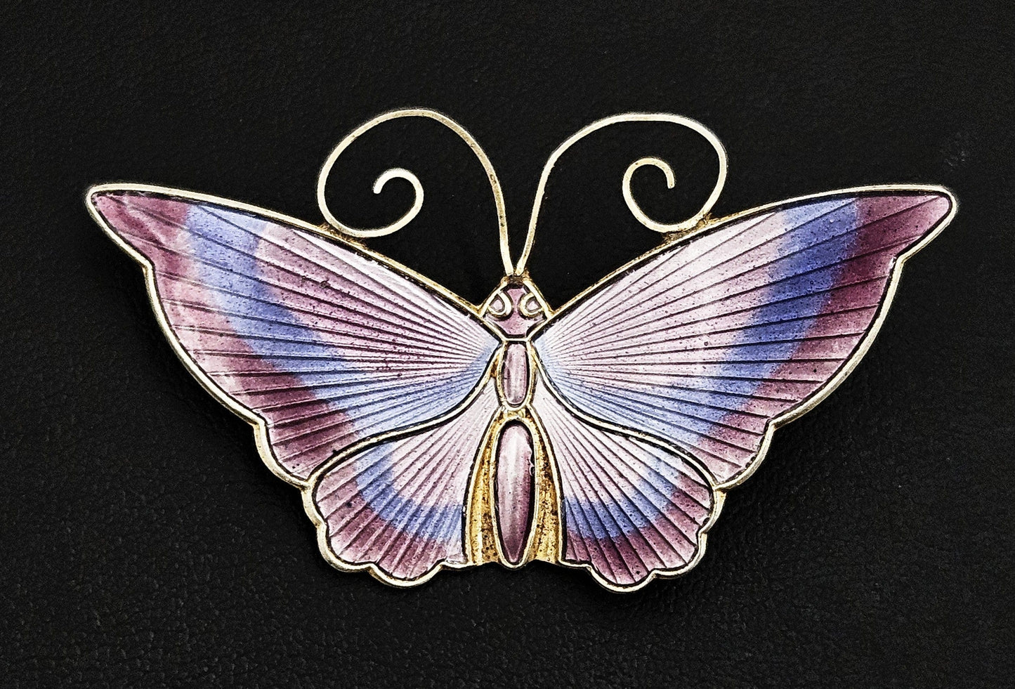 David Andersen Jewelry David Andersen Gilt Sterling Multi-Color Enamel HUGE Butterfly Brooch 1940s