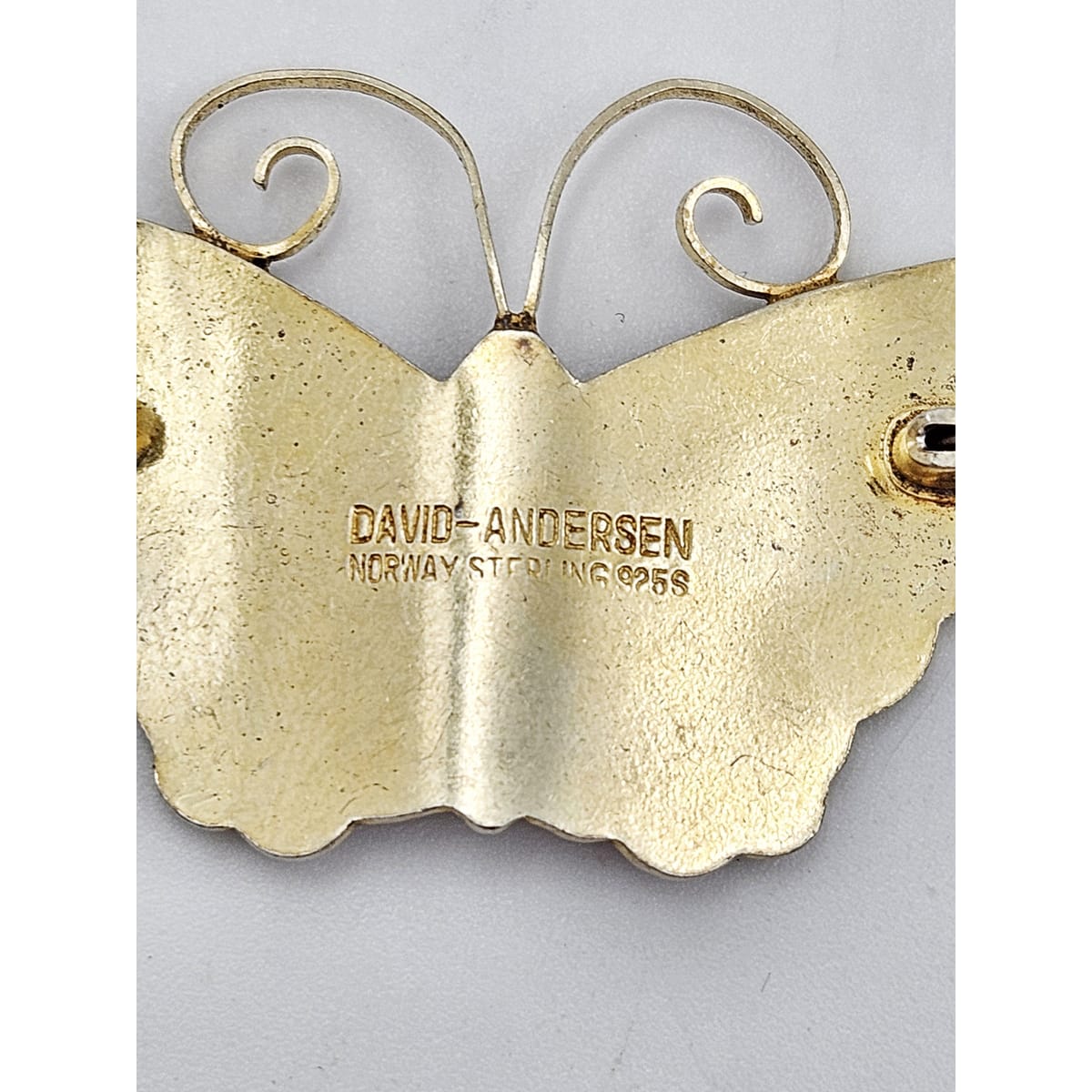 David Andersen Jewelry David Andersen Gilt Sterling Multi-Color Enamel HUGE Butterfly Brooch 1940s