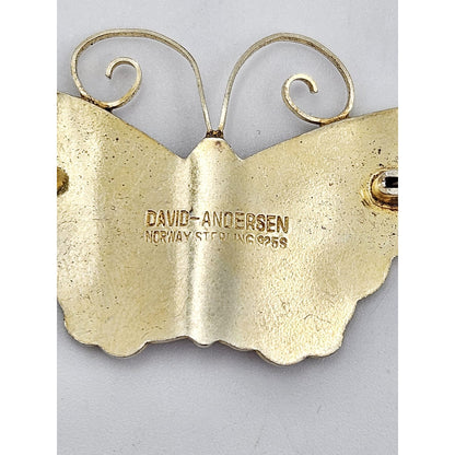 David Andersen Jewelry David Andersen Gilt Sterling Multi-Color Enamel HUGE Butterfly Brooch 1940s