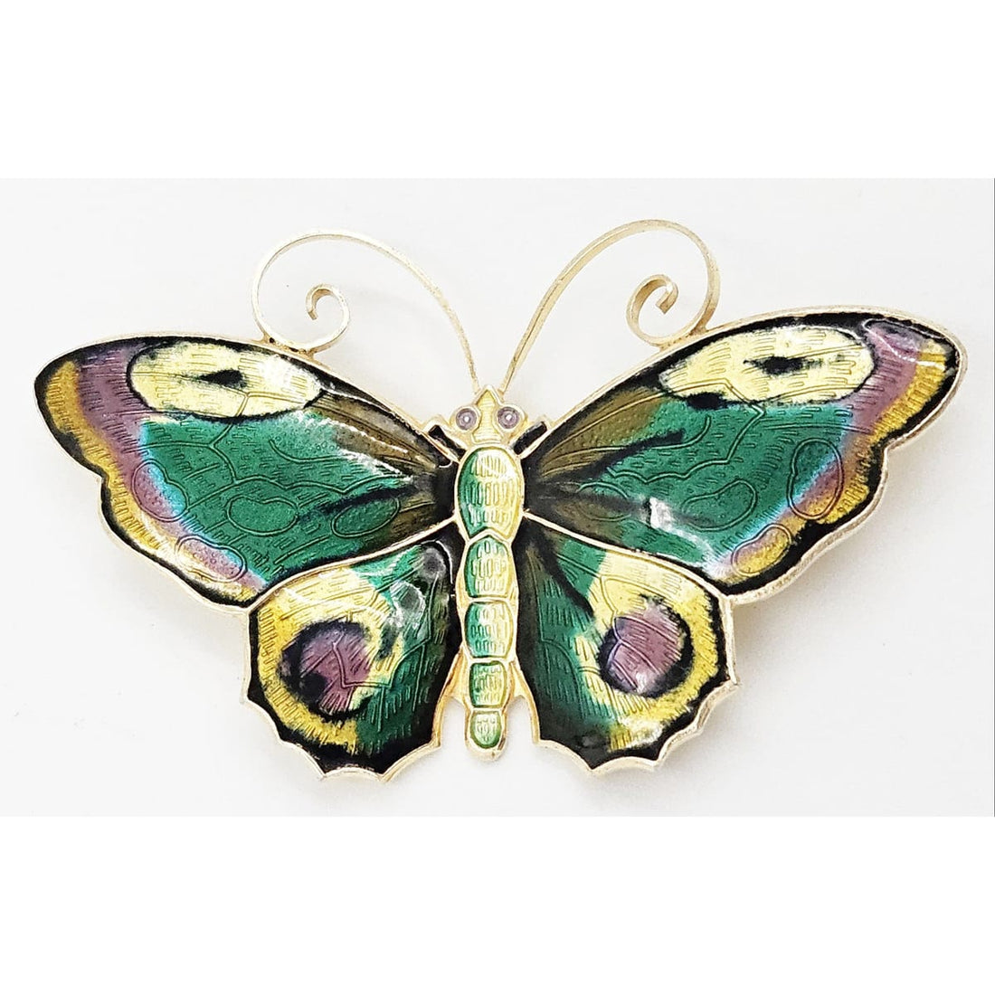 David Andersen Jewelry David Andersen Gilt Sterling Multi-Color Enamel HUGE Butterfly Brooch 1940s