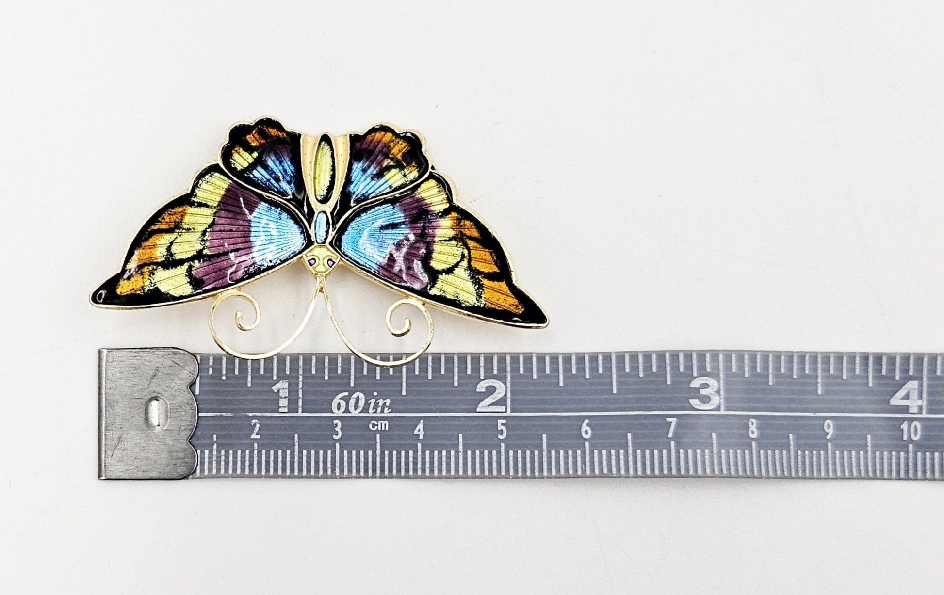 David Andersen Jewelry David Andersen Gilt Sterling Multi-Color Enamel HUGE Butterfly Brooch 1940s