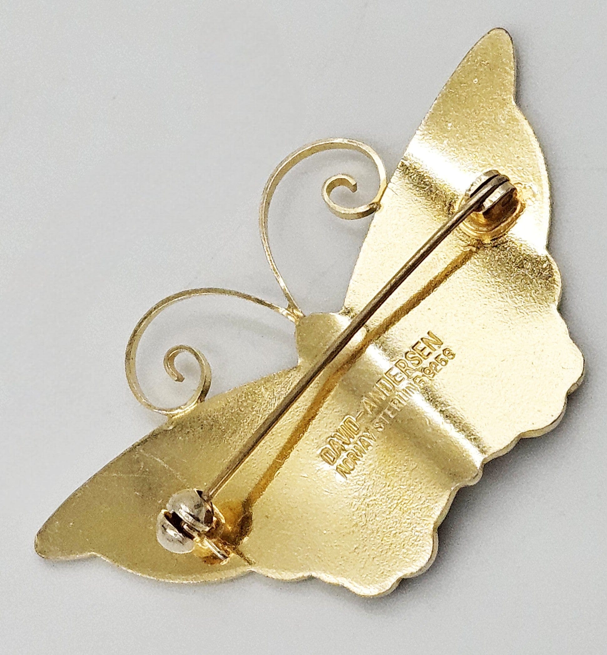 David Andersen Jewelry David Andersen Gilt Sterling Multi-Color Enamel HUGE Butterfly Brooch 1940s