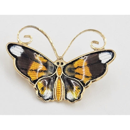 David Andersen Jewelry David Andersen Norway Gilt Sterling Silver+Enamel Butterfly Brooch Circa 1950s