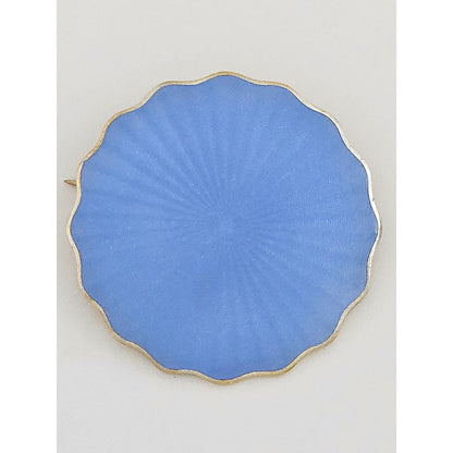 David Andersen Jewelry David Andersen Norway Large Gilt Sterling &amp; Sky Blue Enamel Brooch 1888-1925