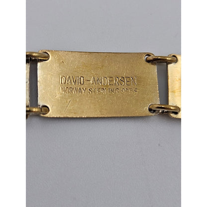 David Andersen Jewelry David Andersen Norway Sterling &amp; Enamel Art Deco Floral Panel Link Bracelet 40s