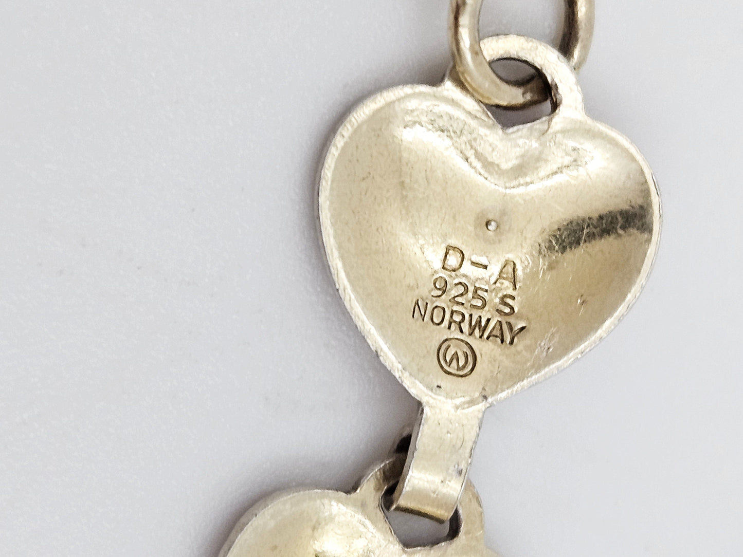 David Andersen Jewelry David Andersen Norway Sterling Enamel Hearts Link Bracelet 1940s