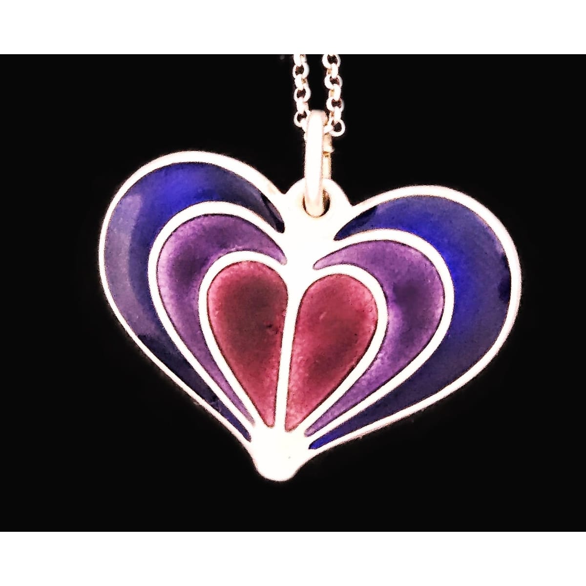 David Andersen Jewelry David Andersen Norway Sterling Enamel Modernist Heart Necklace Circa 1960s
