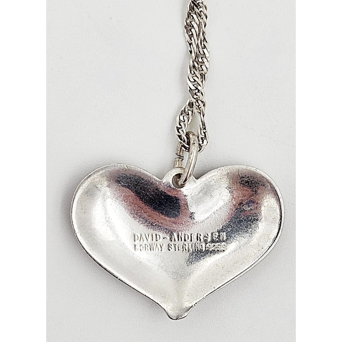 David Andersen Jewelry David Andersen Norway Sterling Enamel Modernist Heart Pendant Necklace