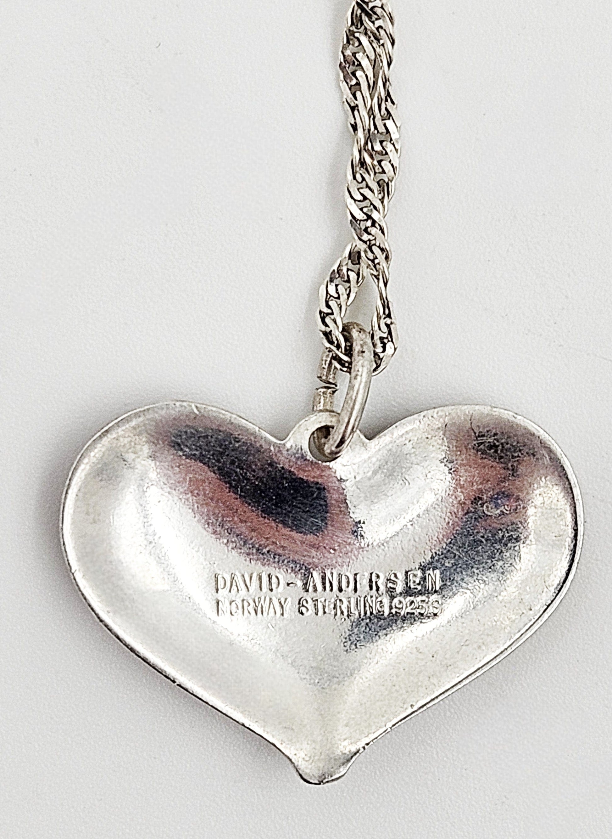 David Andersen Jewelry David Andersen Norway Sterling Enamel Modernist Heart Pendant Necklace