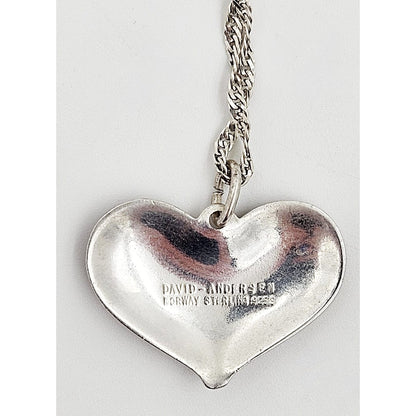 David Andersen Jewelry David Andersen Norway Sterling Enamel Modernist Heart Pendant Necklace