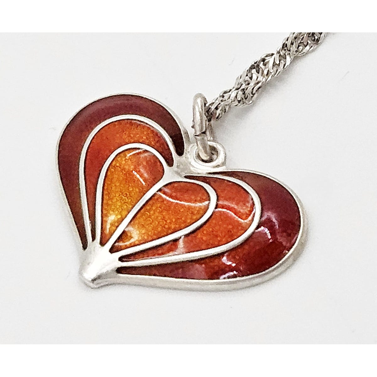 David Andersen Jewelry David Andersen Norway Sterling Enamel Modernist Heart Pendant Necklace