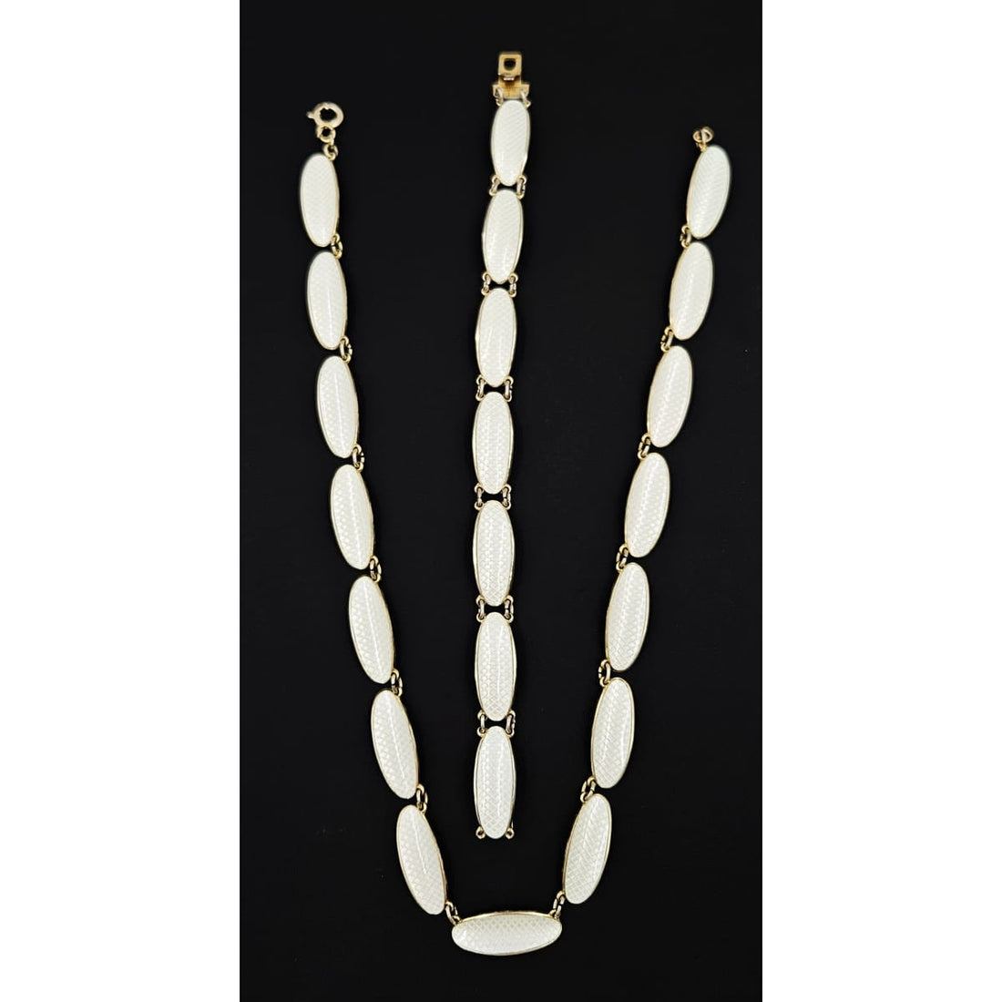 David Andersen Jewelry David Andersen Norway Sterling Enamel Modernist Necklace Bracelet Set 1950s