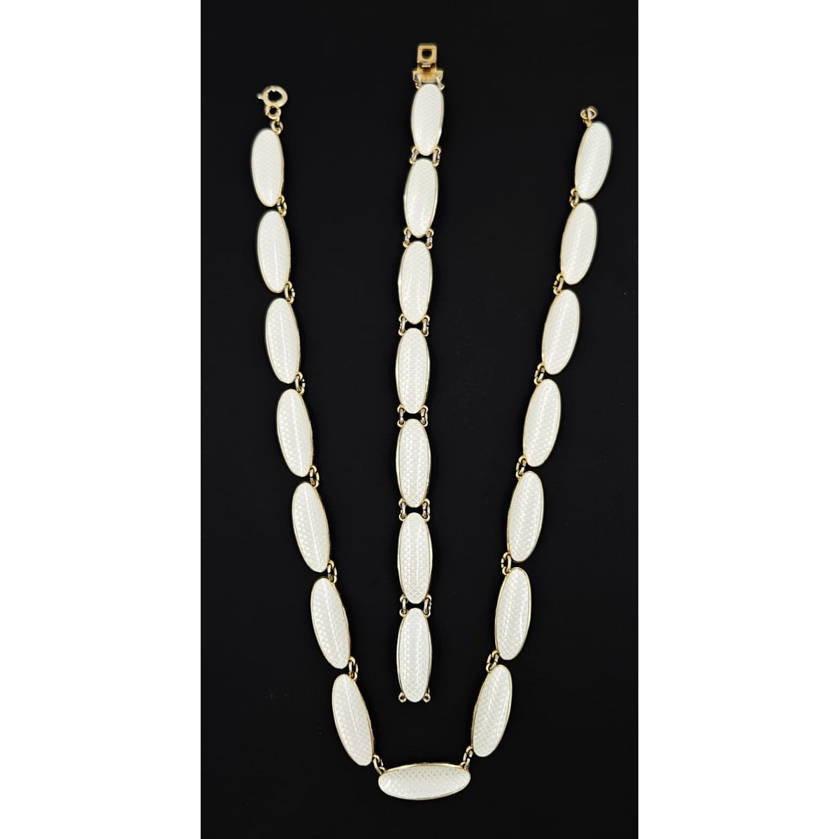 David Andersen Jewelry David Andersen Norway Sterling Enamel Modernist Necklace Bracelet Set 1950s