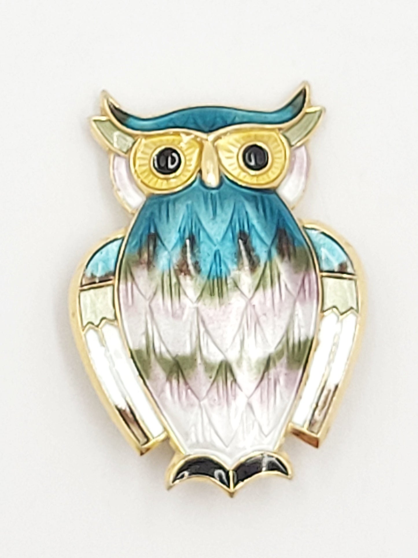 David Andersen Jewelry David Andersen Norway Sterling & Enamel Owl Brooch Pin Pendant Circa 1950's