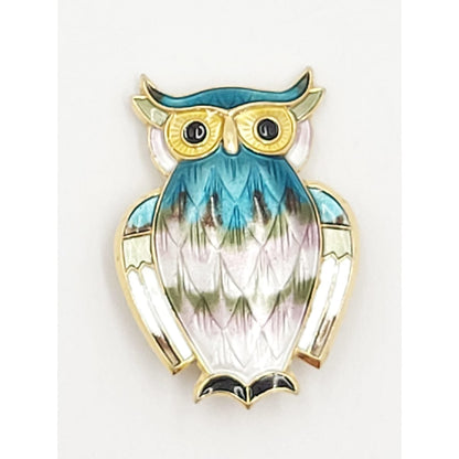 David Andersen Jewelry David Andersen Norway Sterling &amp; Enamel Owl Brooch Pin Pendant Circa 1950&