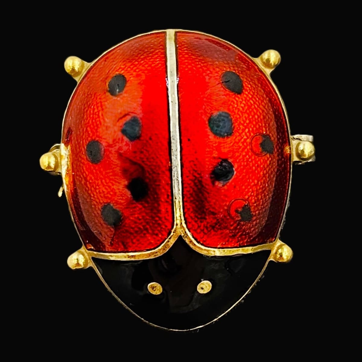 David Andersen Jewelry David Andersen Norway Sterling &amp; Guilloche Enamel Ladybug Brooch Circa 1950s